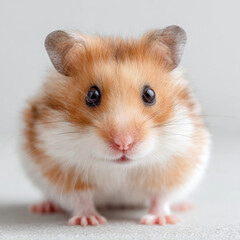 Cute Syrian hamster looking at camera