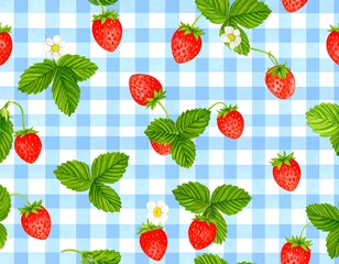 Strawberries on a checkered tablecloth (1)