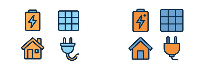 Obraz premium Battery and solar panel icons illustrating renewable energy concepts and home power solutions