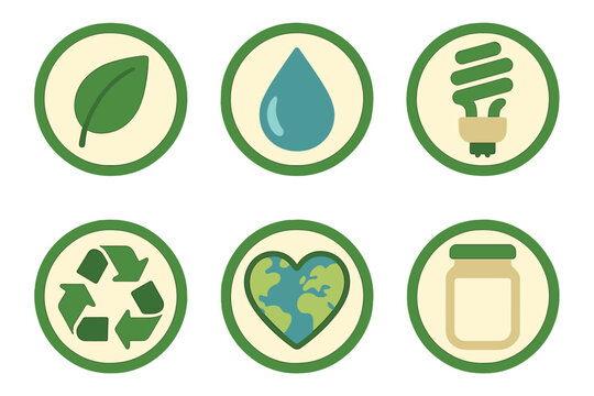 Symbols representing sustainability practices for a greener future in a modern design