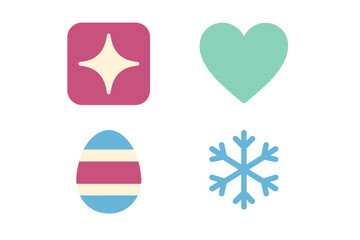 Colorful icons representing different themes and emotions, ideal for digital design and creative projects throughout the year