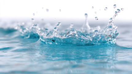 Dynamic Blue Water Splash Isolated on White Clean Liquid Background in Studio Still Life High Speed Photography