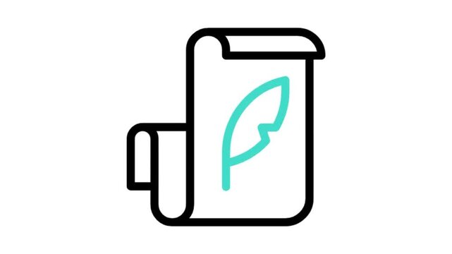 Collection of animated icons illustrating creative writing, content editing, digital publishing, and communication