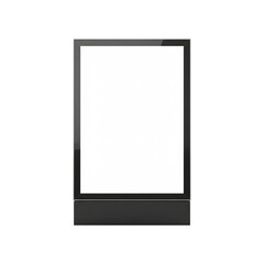 A tall, blank standing display mockup with a black frame, perfect for advertising presentations, isolated on a pure white background for design