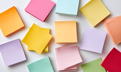 Fototapeta premium colorful sticky notes on a white background, in a flat lay