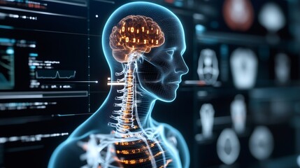 Human brain processing data in digital medical scan