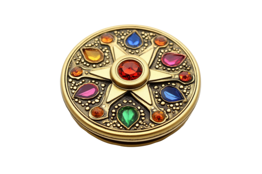 Round spinner medal isolated on transparent background