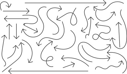 Collection of Various Black Arrows - Directional Pointers, Navigation Icons, Web Elements, Modern & Simple Graphic Design Assets, Isolated.