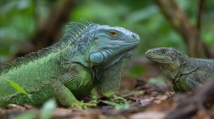 Fototapeta premium Two Iguanas in a Natural Environment