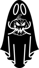 Ghost holding a jack o lantern glyph style.