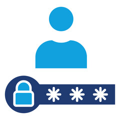 Secure Login Flat Blue Icon
