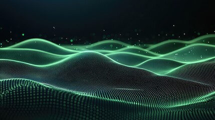 A vibrant abstract background featuring glowing green and blue elements that symbolize a digital network, perfect for web design and posters showcasing technology and data transfer