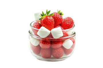 Fresh strawberry marshmallow isolated on transparent background