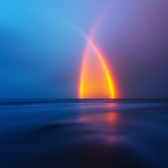Abstract Ocean Rainbow with a dreamy and serene atmosphere at twilight, long exposure