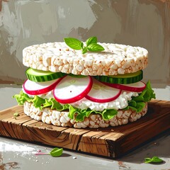 Colorful puffed rice sandwich