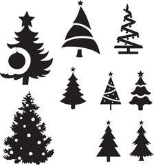 set of christmas trees