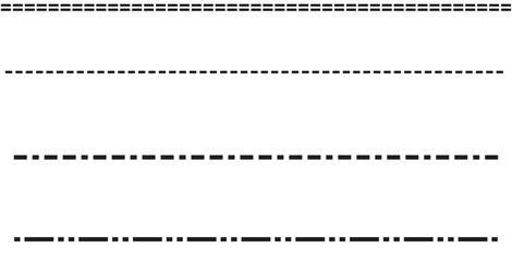 Collection of Different Line Styles: Solid, Dashed, and Dash-Dot - Design Elements, Dividers, Borders, Graphic Rules, Isolated on White Background.