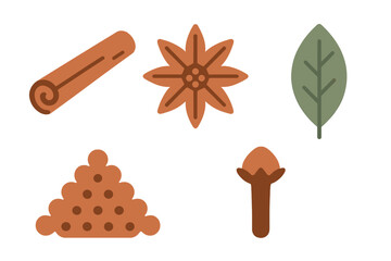 Spices and herbs displayed in a colorful layout showcasing natural culinary ingredients