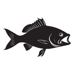 a black fish vector silhouettes isolated on white background