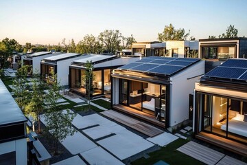 Fototapeta premium Stocke showcases its commitment to sustainability with solar energy homes