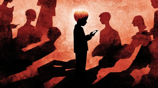 Digital illustration concept about cyberbullying awareness online. - Powered by Adobe