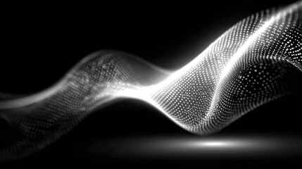 Abstract design of flowing light particles.
