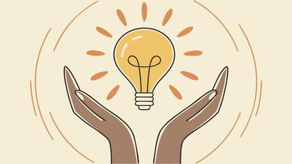 Vector illustration of a light bulb idea with glowing light, an iconic symbol of innovation, creativity, and electric power