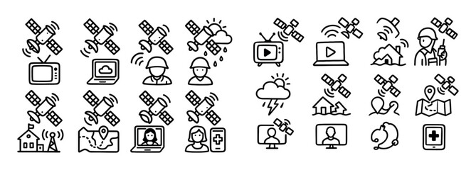 Fototapeta premium Satellite Communication Doodles