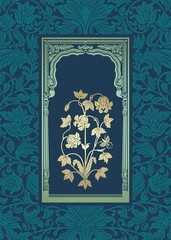 wedding card design, paisley floral pattern , India	