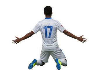 Soccer player with number 17 on his back isolated on transparent background