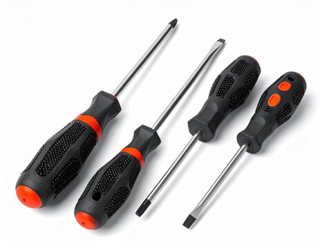 **Various Sets of Black, Red, and Yellow Handheld Screwdrivers**