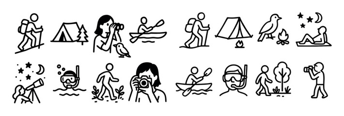 Eco Tourism Doodle Icons