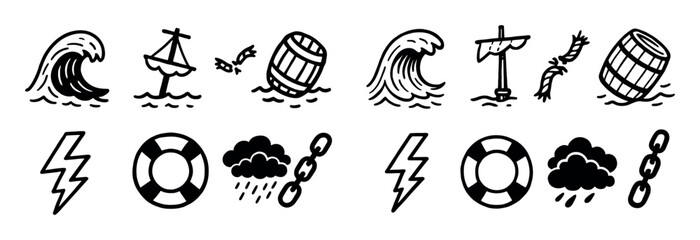 Sea Storm Doodle Icons