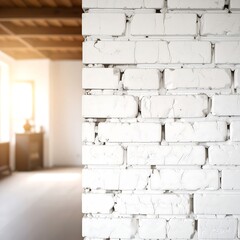 Fototapeta premium White brick wall in a bright room