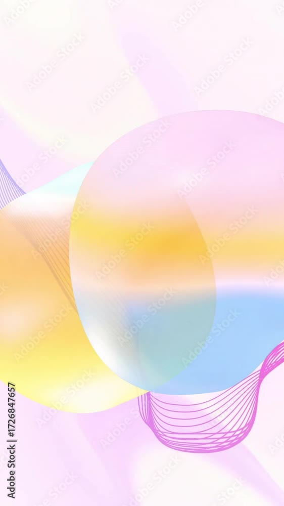 Poster animation of blobs and abstract shapes moving over waving layers background