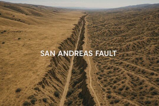 San Andreas Fault desert landscape. Use for science, geology, risk and education.
