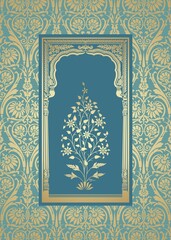 wedding card design, paisley floral pattern , India	