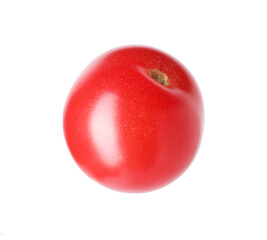One ripe red tomato isolated on white