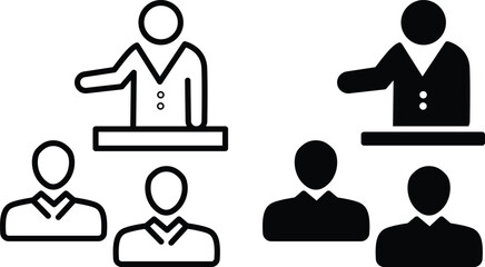 Leadership Presentation Icon for Business Training, Meetings, and Public Speaking, vector silhouette..eps