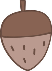 Hand drawn minimal pastel oak nut 