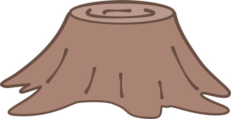 Hand drawn minimal pastel tree stump  