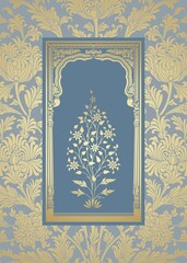 wedding card design, paisley floral pattern , India	