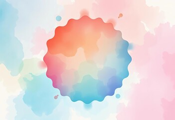 Pastel watercolor wash background with faded badge shape, ideal for sale banner, stroke, romantic