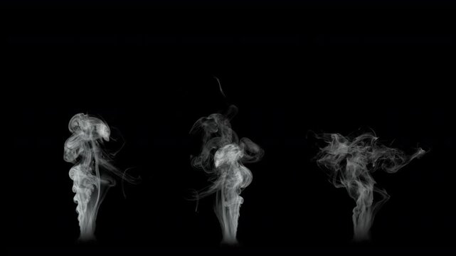 Super Slow Motion Collection of Slowly Rising Smoke, Isolated on Black Background at 1000fps.