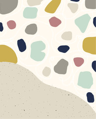 Abstract Pebble Composition with Beige, Pastel, and Dark Colors