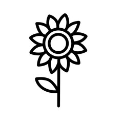 Sunflower Icon – Simple Floral Outline Symbol of Nature and Growth