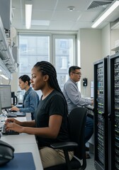 Diverse It Professionals Working in Data Center with Servers and Computers