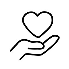 Hand Holding Heart Icon Love Care Outline