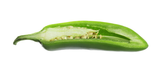 Half of green jalapeno pepper isolated on white