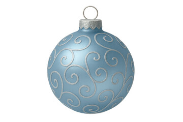Blue christmas ornament with silver swirl pattern